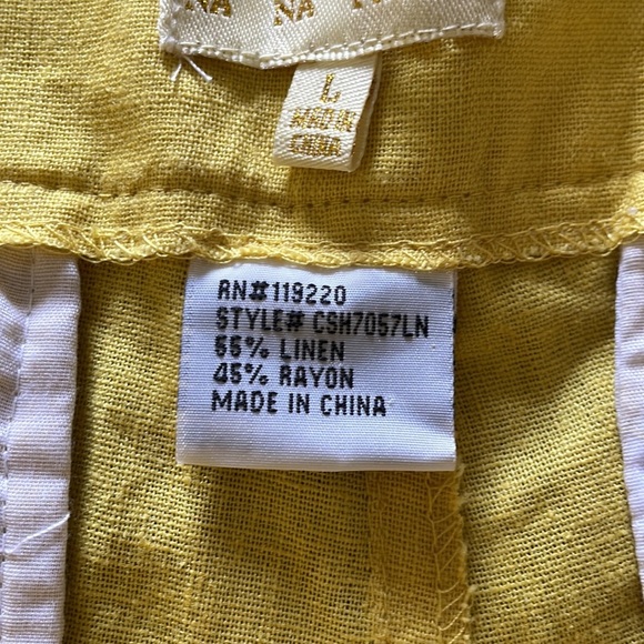 Nana Fashion Linen Blend Yellow Mustard Shorts size L - Picture 5 of 6